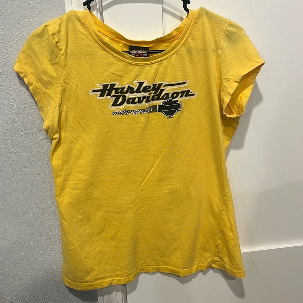 Harley davidson yellow baby tee